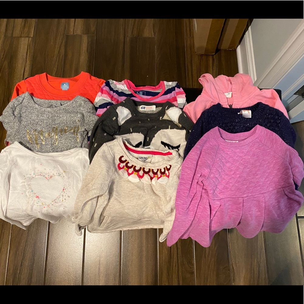 Lot of 9 size 3 girls long sleeve shirts/sweaters